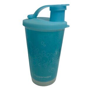 Tupperware Tumbler 11oz Aqua Blue With Sealable Flip Lid & Bubble Design